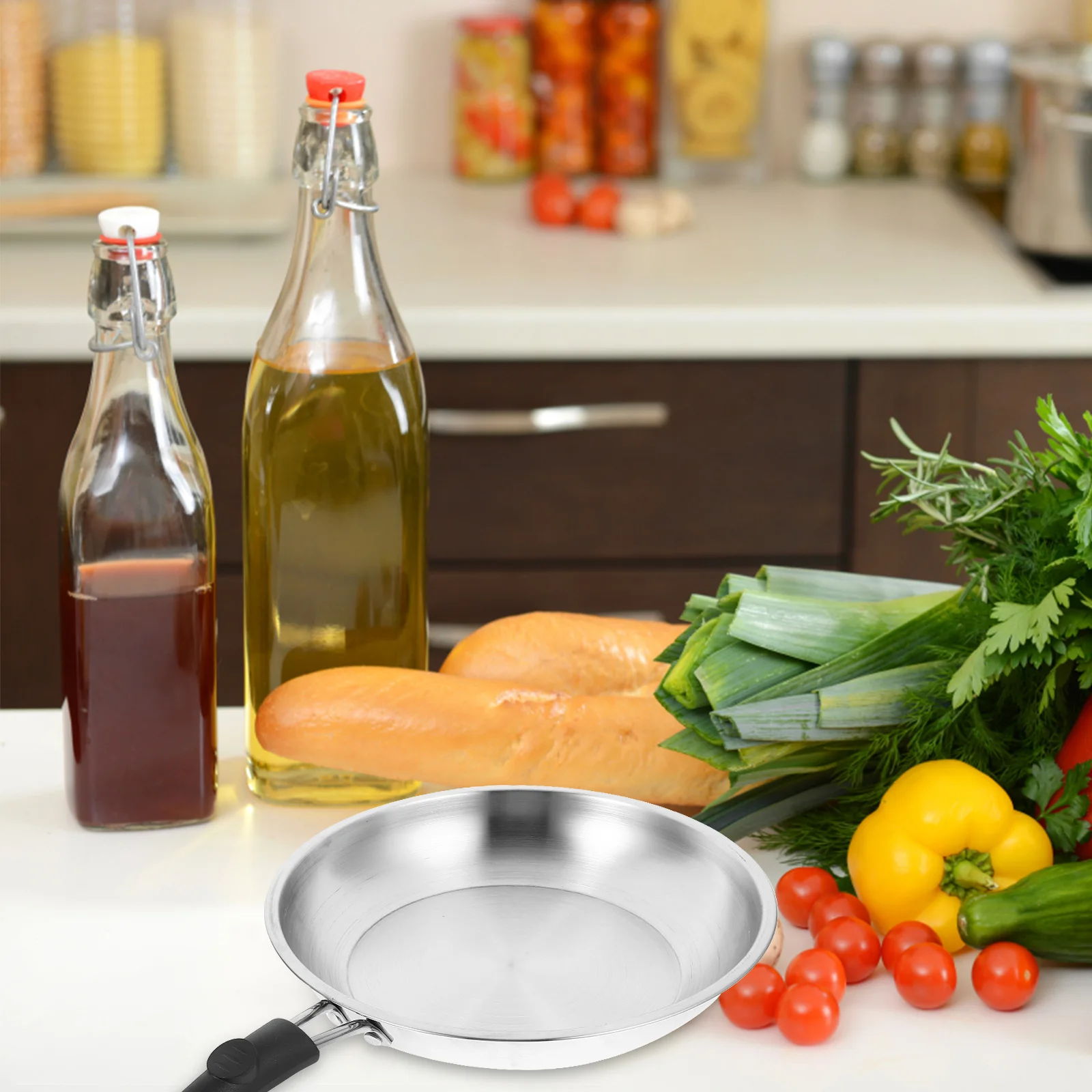 

1Pcs Stainless Steel Frying Pan 22cm Non-Stick Home Kitchen Flat Cooking Pan for Eggs Burgers Bbq Non-Stick Frying Pans