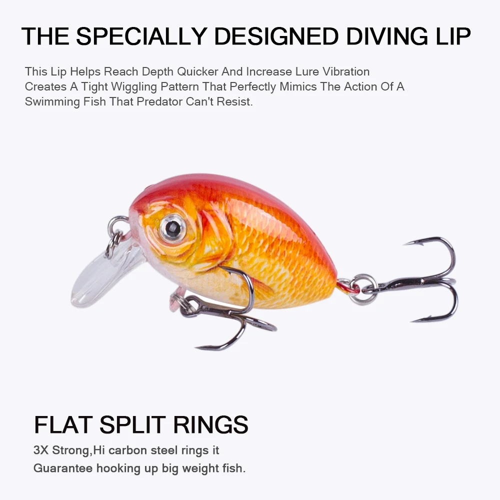 Señuelos Micro Wobbler Crankbait Duro Flotante Ruidoso para Agua Dulce - imagen 3