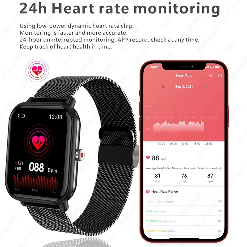 2024 New Men's Smart Watch Blood Oxygen Monitoring. Sports Fitness. Body Temperature Monitor Smart Wearable for Both Men Women.