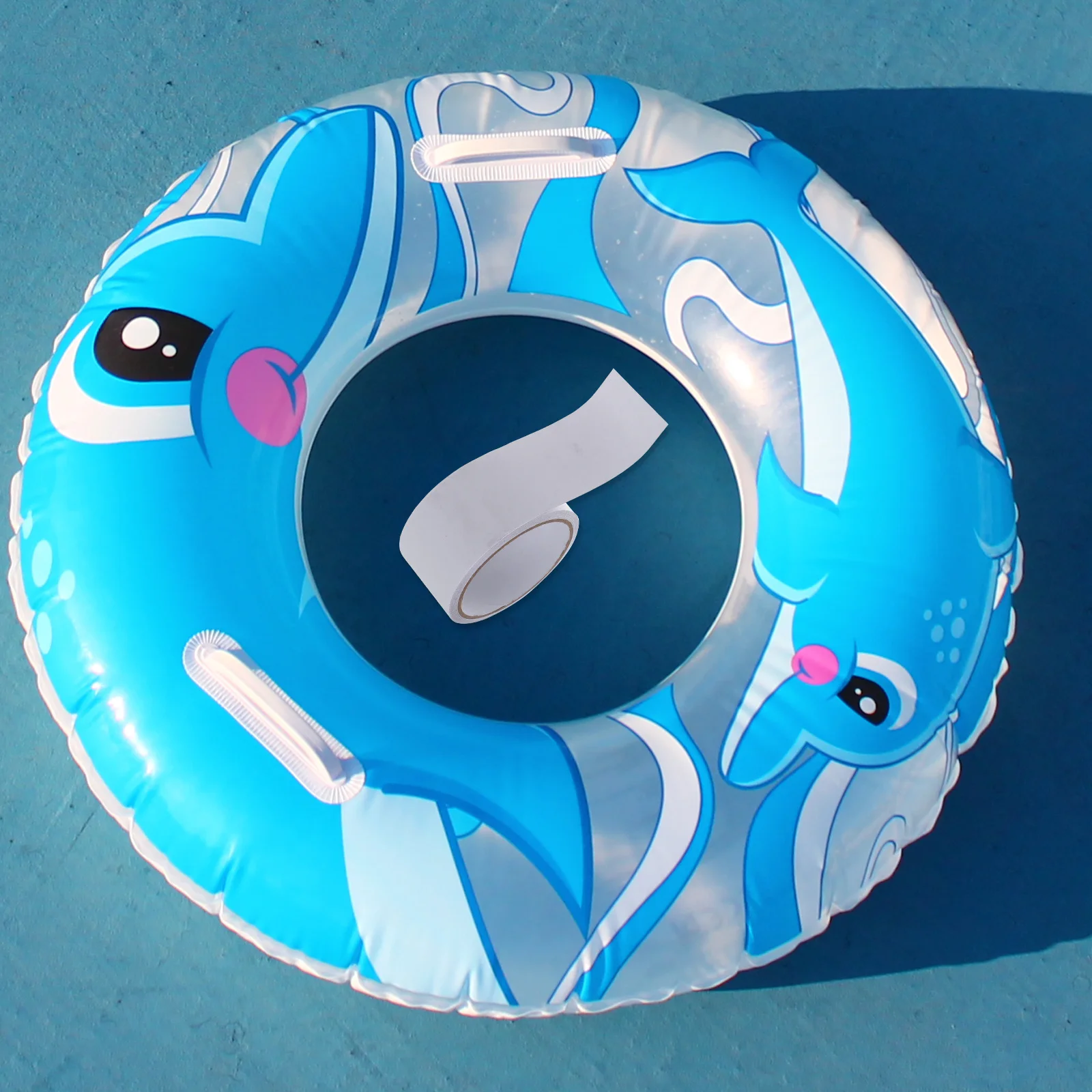 1 ロールインフレータブル水泳リング修理パッチ Pe 強力な粘着性防水修理パッチキットジャケットテントカヤックボート用