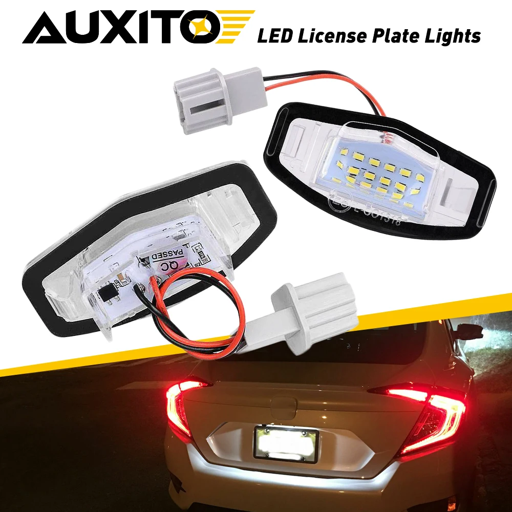 2Pcs Canbus LED White License Plate Light Fit For Acura RL TL TSX MDX ILX RDX Honda Civic Accord Odyssey Car Products Error Free