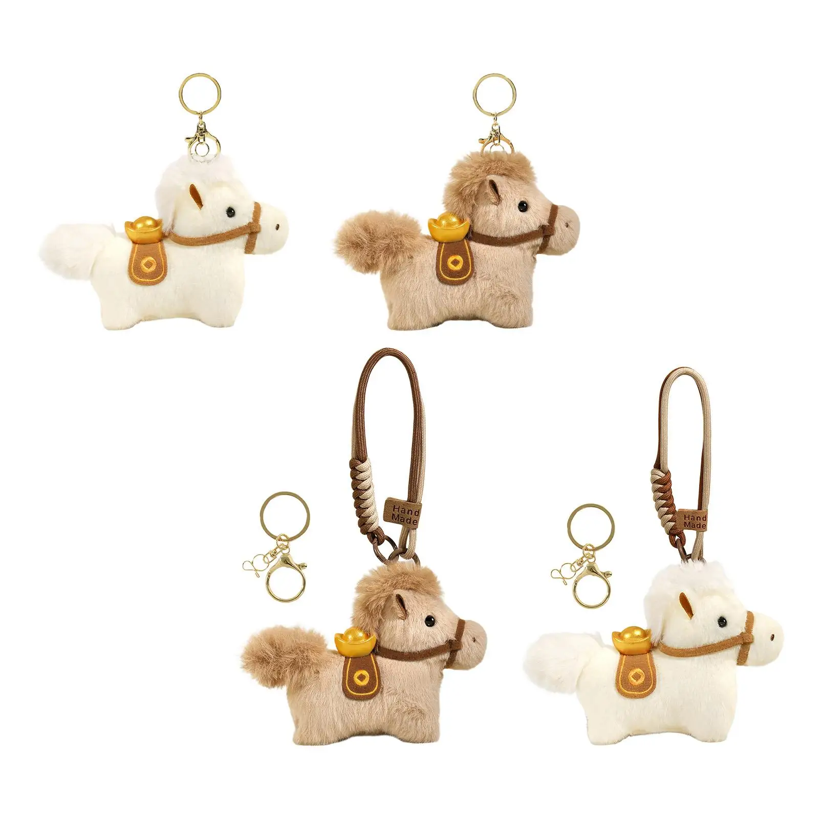 حقيبة الحصان سحر نعمة تذكارية كيرينغ الديكور مع حلقات المفاتيح ، مفتاح قلادة محشوة الحيوان لحقائب اليد محفظة النساء الرجال