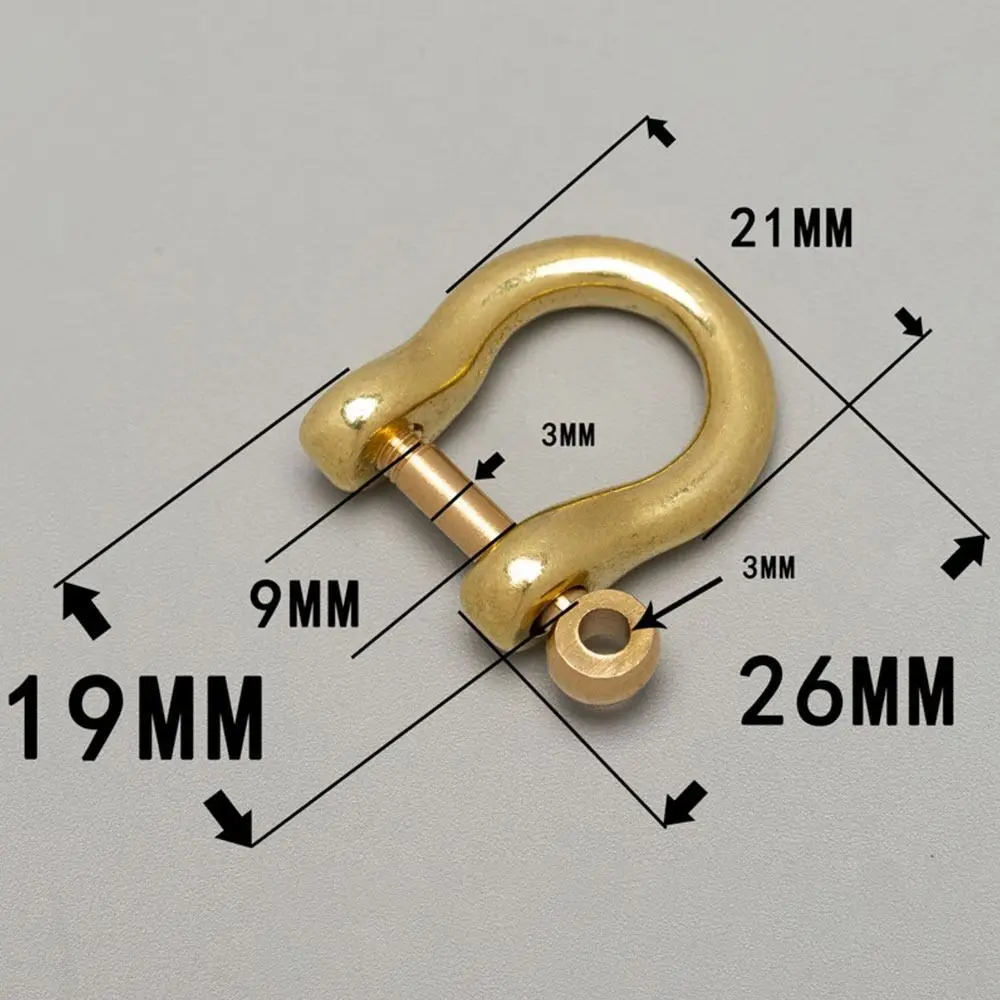 Copper Bracelet Buckle Screw Joint Connector Key Ring D Bow Staples Keychain Hook Solid Carabiner