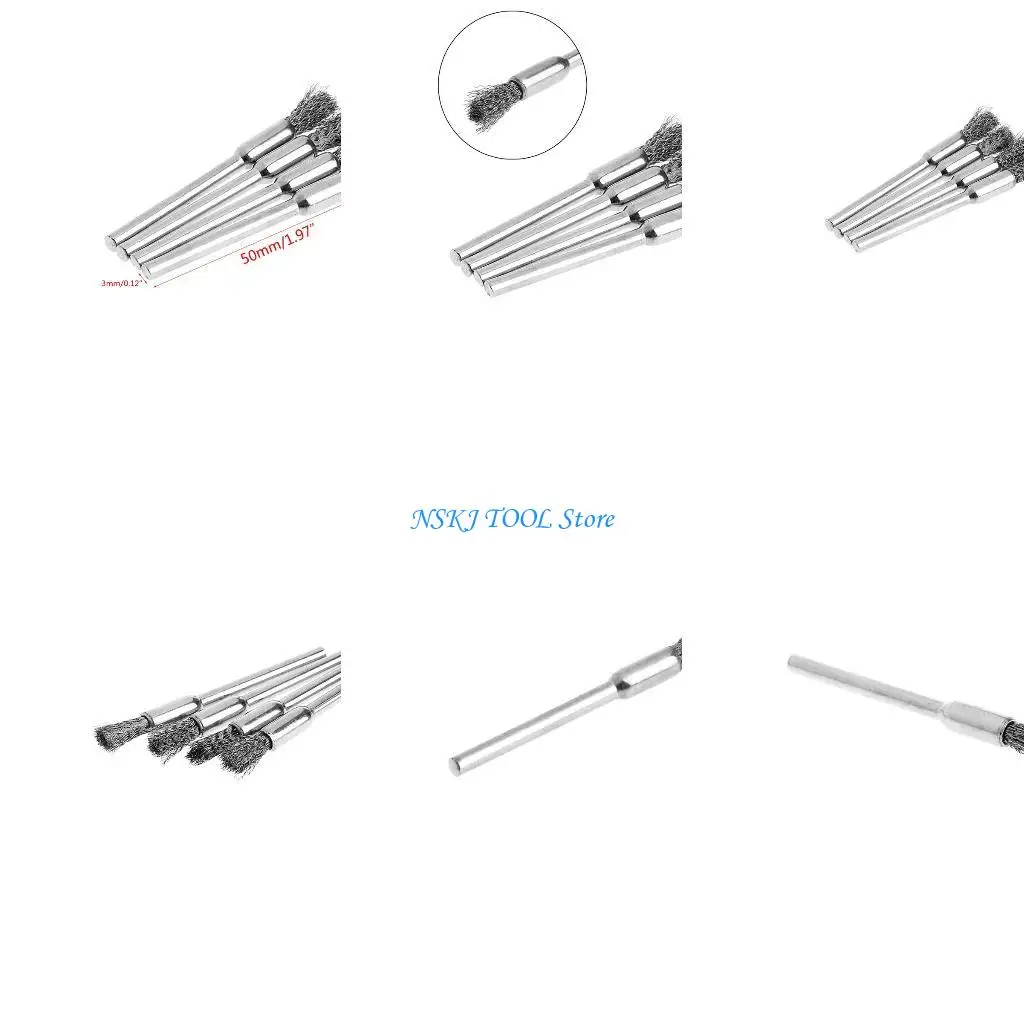 

L8RC 4Pcs 5mm Steel Wire Brushes Polishing Wheel Brush for Tools Mini Brushed Burr