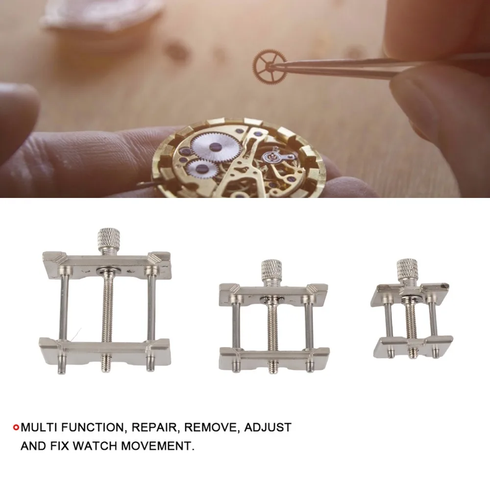 3pcs Precision Metal Material Watch Movement Holder 3pcs Set Silver Watch Repair Tool Movement Fixed Base Watch Repair