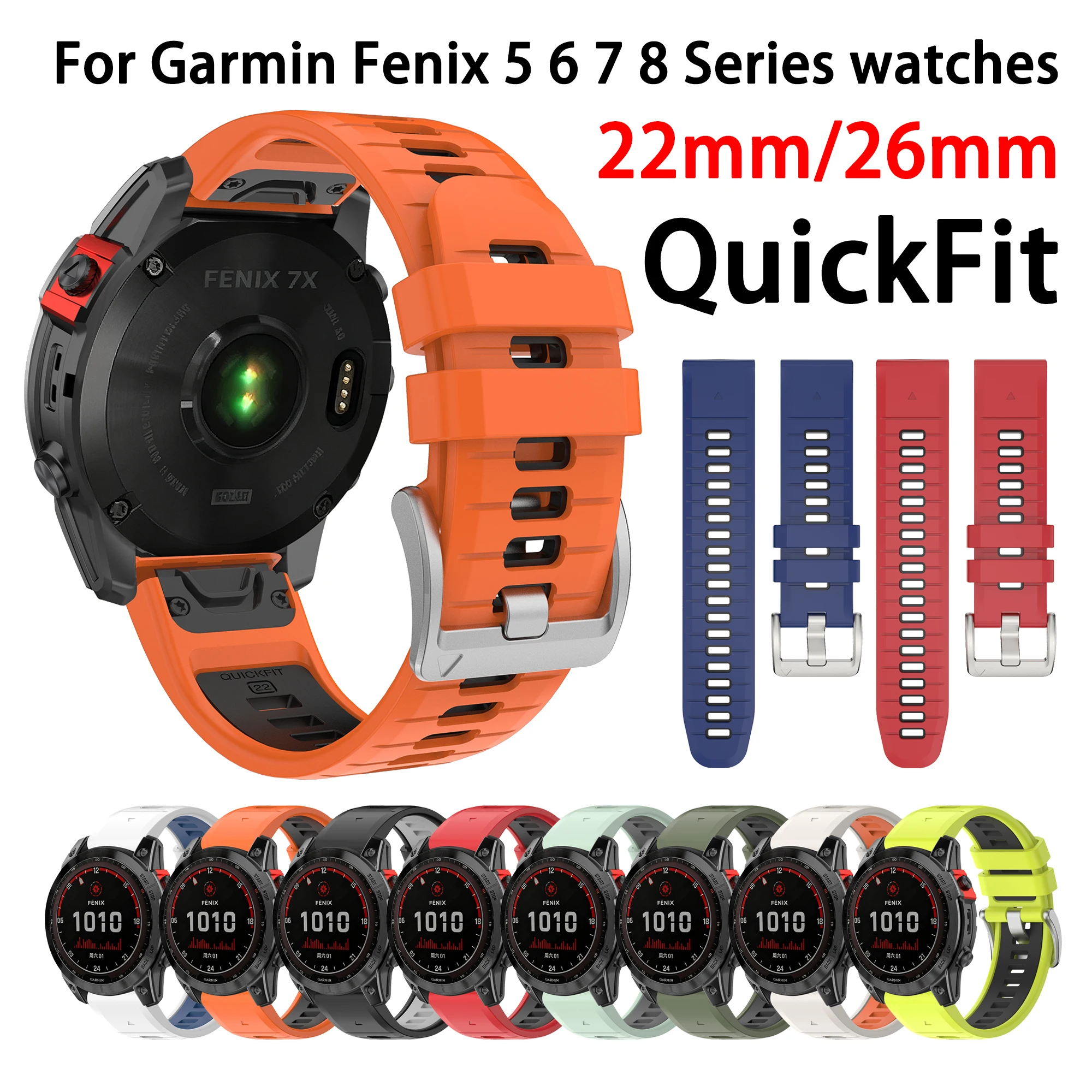 22 26mm Garmin QuickFit Silikonarmband für Fenix 7 7X PRO 6 6X 5 5X Uhrenarmband für Fenix8/Quatix8/Tactix8 47 51mm Uhr