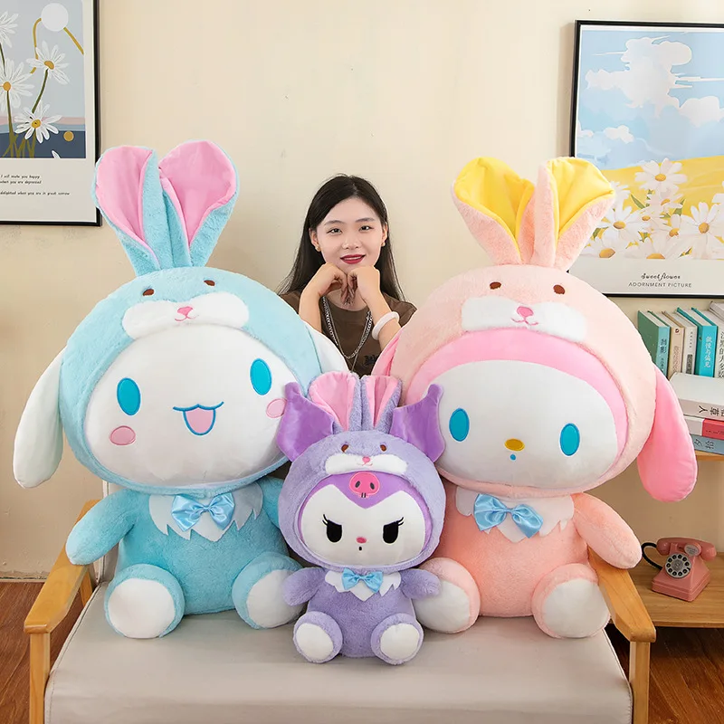 Almofada Anime Sanrio Kuromi Gigante para Crianças, Brinquedos De Pelúcia, Boneca De Coleção De Desenhos Animados, My Melody Cinnamoroll, Hello Kitty, Presente Infantil