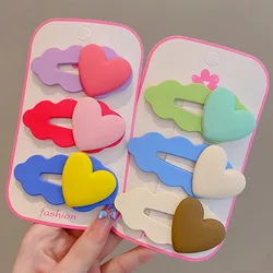Children Candy Color Hair Clip For Girls Wave Heart Shaped Hairpins Bangs Side Hairgrips Sweet  Barrettes