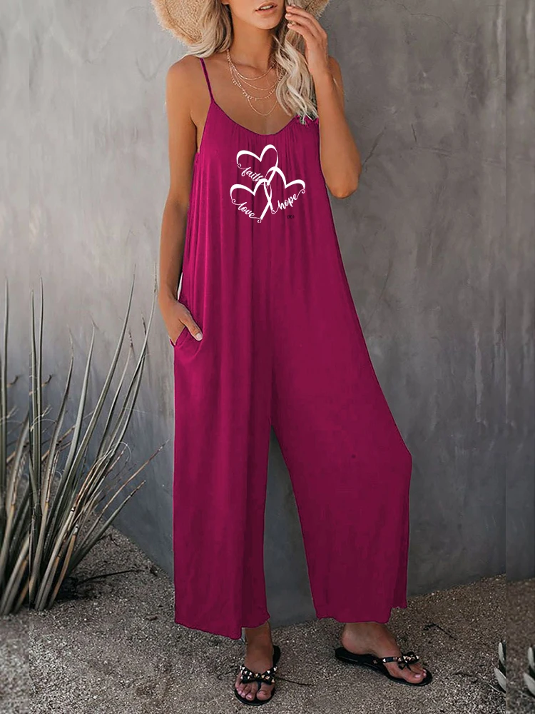 Summer Women Oversize Strap Pants Wide Leg Jumpsuit Fashionable Solid Patch High Street Female Long Printed Graphic Retro Pant