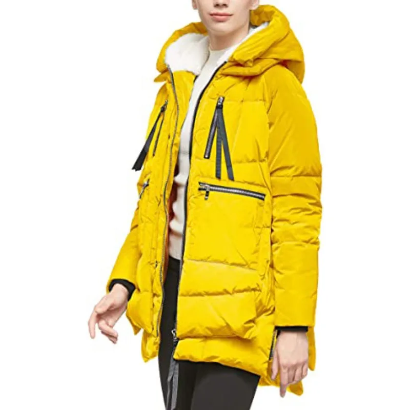 Chaqueta de algodón con capucha y Bolsillo grande holgada de longitud media europea y americana nuevo en Stock abrigo Amazon ropa de mujer de comercio exterior