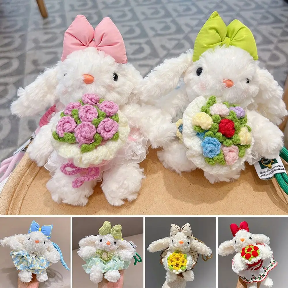 Creative Plush Rabbit Doll Pendant Lop Ears Cartoon Plush Doll Toys Stuffed Bowknot Doll Keychain Gifts