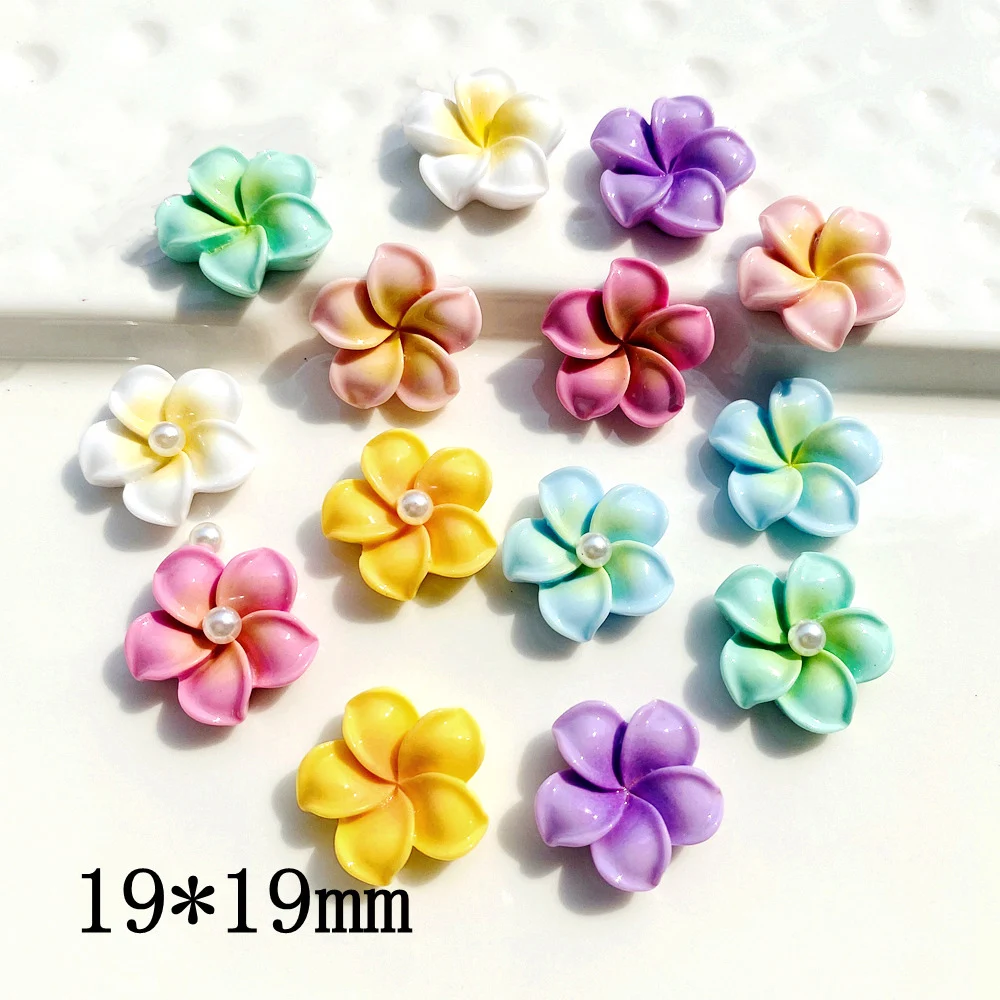 100pcs 19MM/28MM Resin Frangipani/Plumeria (without pearl) Flat Back Cabochon DIY Scrapbook Phone Decor Crafts Embellishment