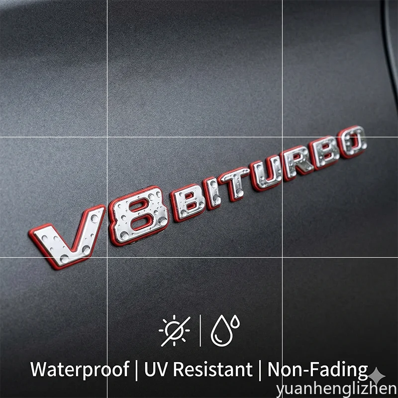 Neues V8 BITURBO Emblem Auto-Seitenkotflügel-Abzeichen Aufkleber für Mercedes W204 W205 C63 W212 W213 E63 G63 Auto-Styling Dekor Zubehör