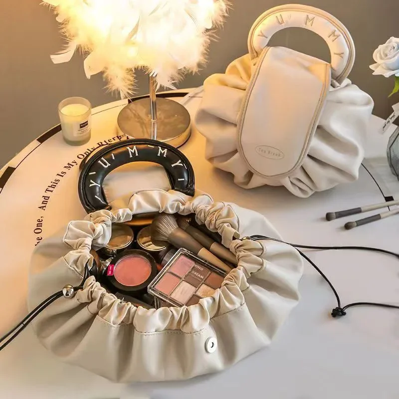 Portable Makeup Bag for Daily Use Fashion Women Large Capacity Travel Toiletry Bags Ladies Drawstring Cosmetic Storage Pouch