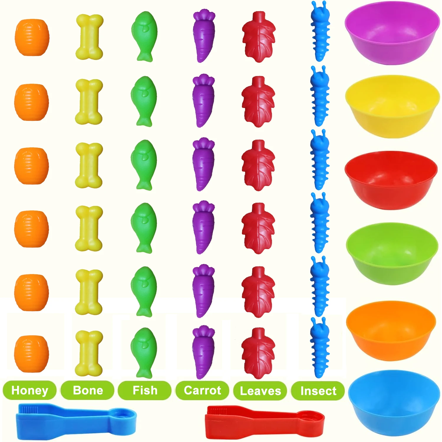 Zählspielzeug, Tiere, Füttern, passendes Spiel, Farbsortierung, sensorische Feinmotorik, Montessori-Lernspielzeug für Geschenk ab 3 Jahren