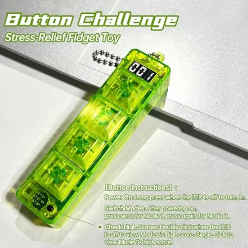 Keyboard Fidget Toy Hand Fidget Toy With LED Light Satisfying Keyboard Keychain Portable Calming Game Console For Travel