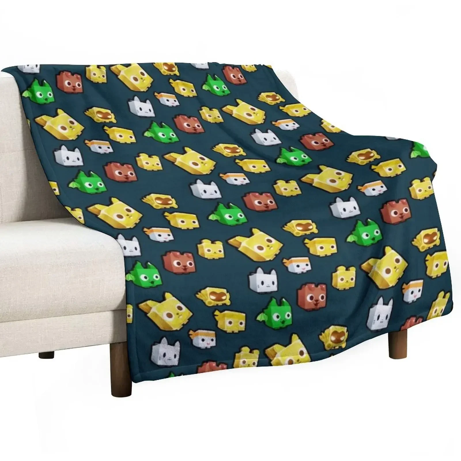 

pet simulator characters Throw Blanket Moving Quilt Flannel Fabric for winter Blankets