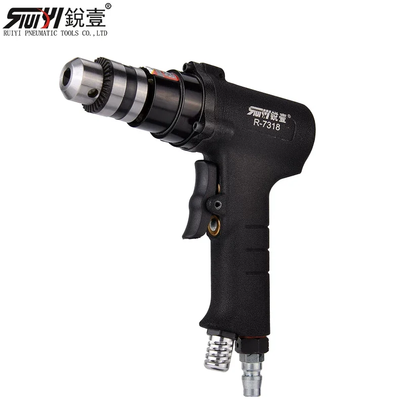 Ruiyi 7318A Pneumatic Drill with Forward and Reverse Rotation, 10mm 13mm Air Drill, Industrial-Grade Pneumatic Drilling Tool