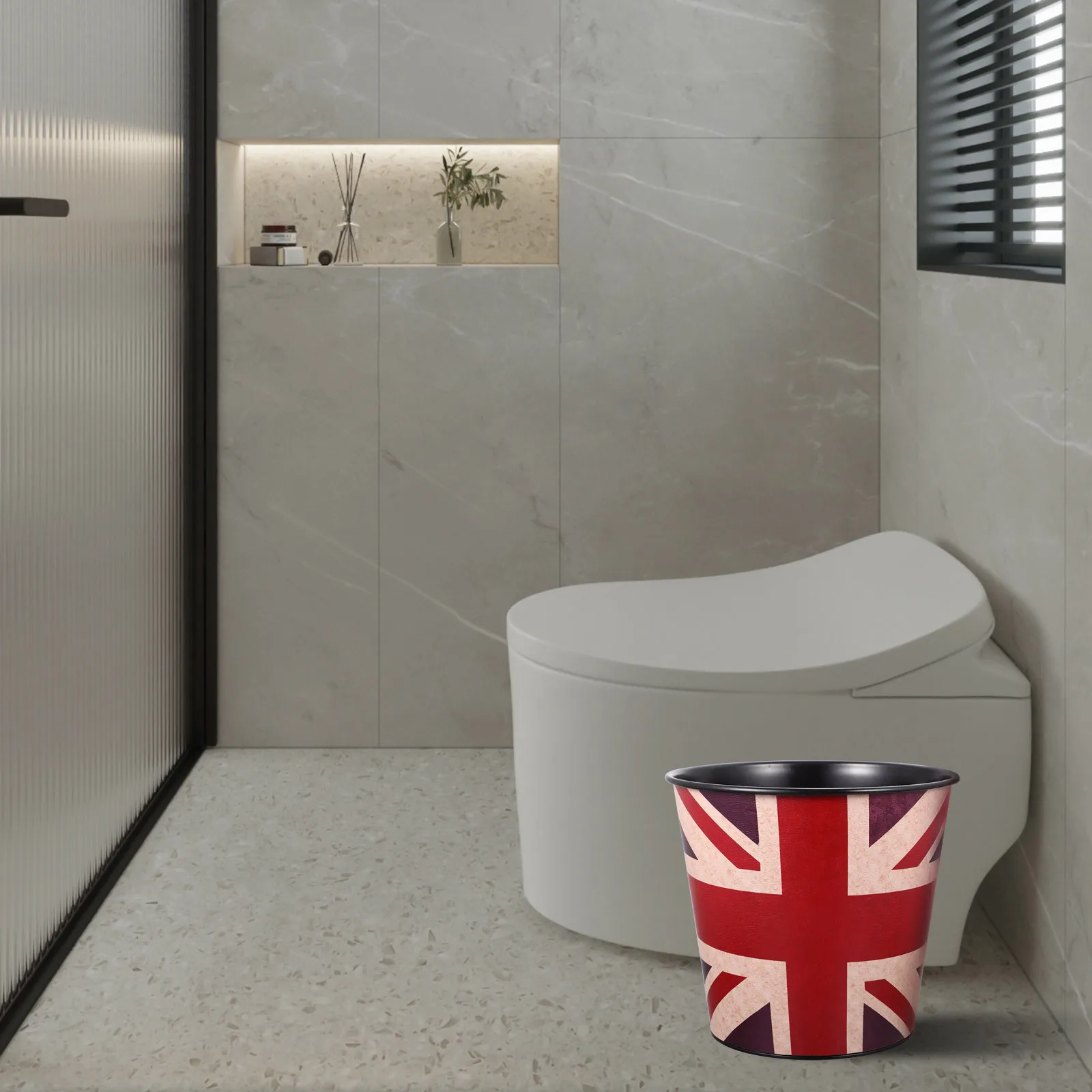 

Retro Style Iron Trash Bin Large Capacity Vintage Storage Bucket Household Garbage Can Waste Container for Office Kitchen Living