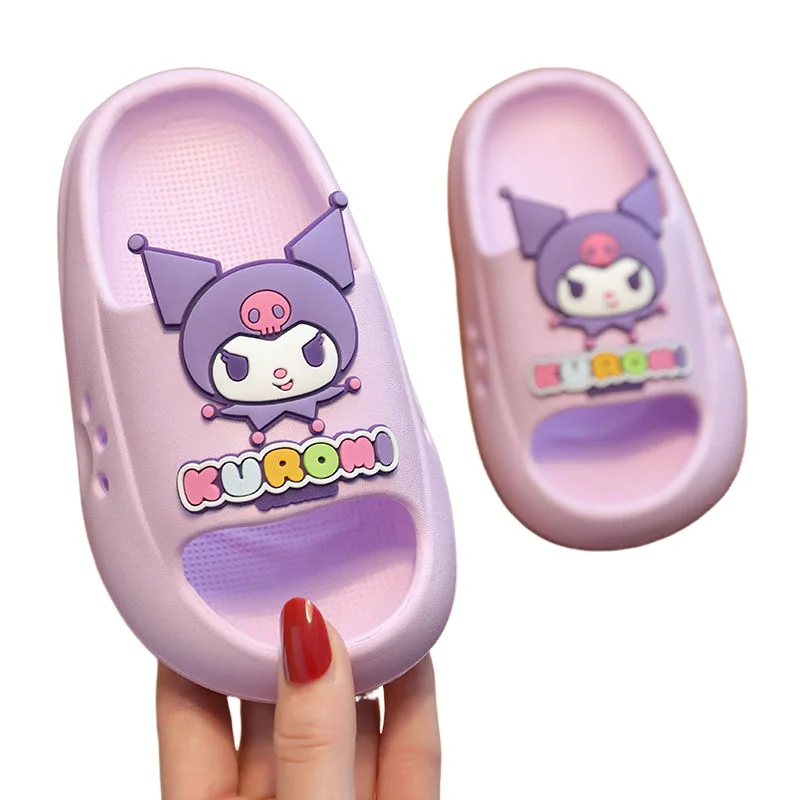 Sanrio Girl Sandals Hello Kitty Summer Cartoon Child Slippers Kuromi My Melody Cinnamoroll Pom Pom Purin Kawaii Bathroom Shoe