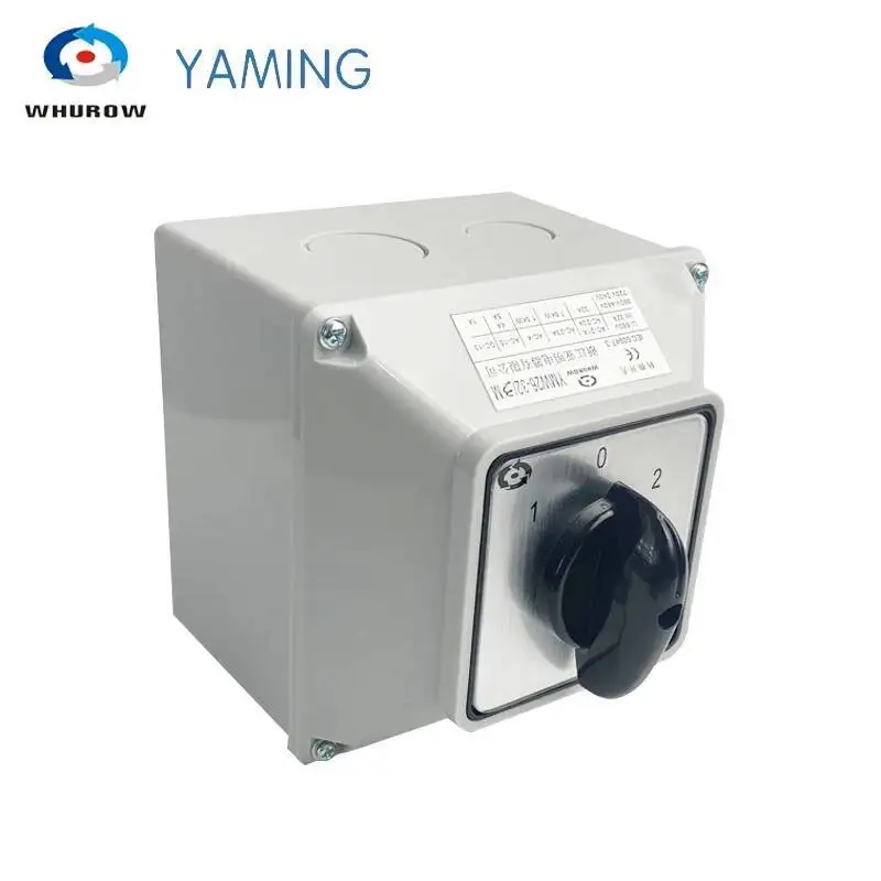 LW26 YMW26-32A تبديل كام الروتاريس التبديل اثنين من أقطاب مع صندوق مقاوم للماء IP65 حدد الاتصال الفضي المقاطعة