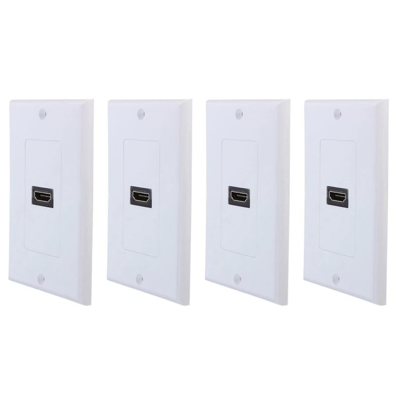 4X New 1-Port  Wall Face Plate Panel Cover Coupler Outlet Extender 3D 1080P White