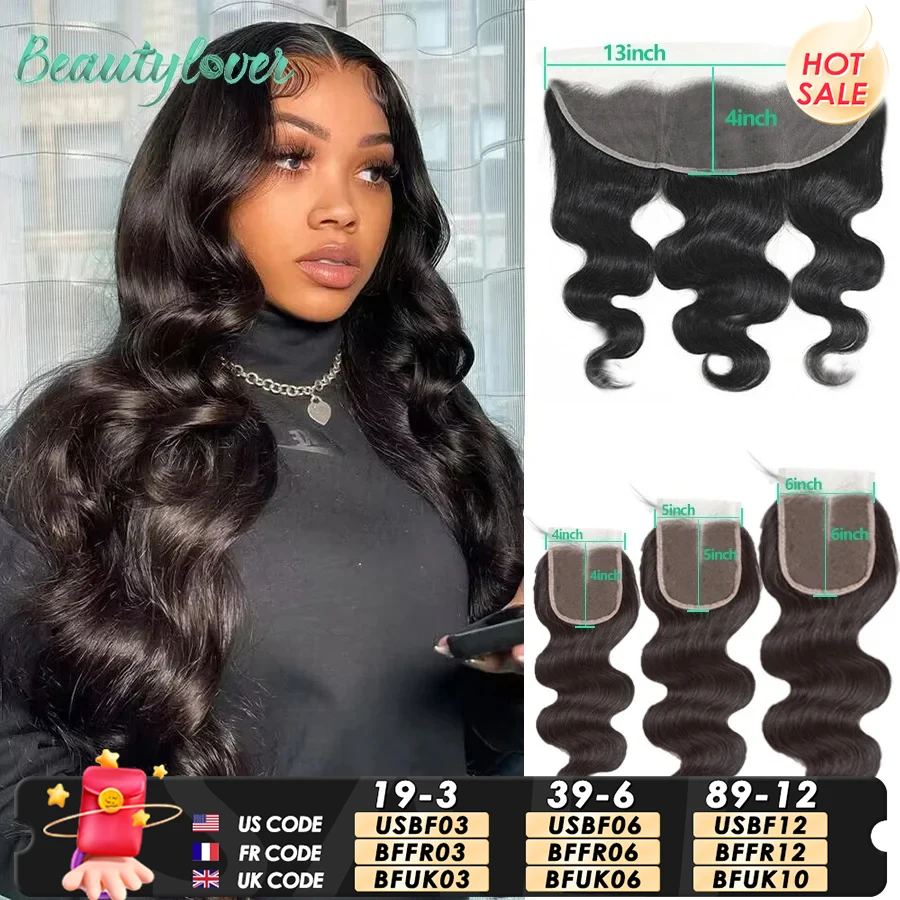 13x4 13x6 Frontal Only 4X4 5X5 6X6 Lace Closure Ear to Ear Frontal Closure Body Wave Lace Frontal Closure 10A Remy Human Hair