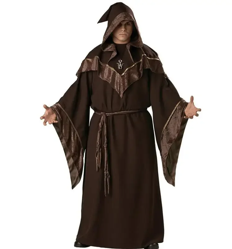 

Dark Sorcerer Adult Mens Costume Scary Black Robe Magic Theme Party Halloween