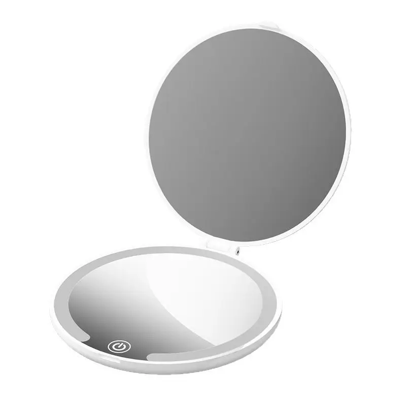 Portable Rechargeable LED Lighted Makeup Mirror Flip-On Sensor Compact Pocket Mirror for Women Daily Travel Cosmetics