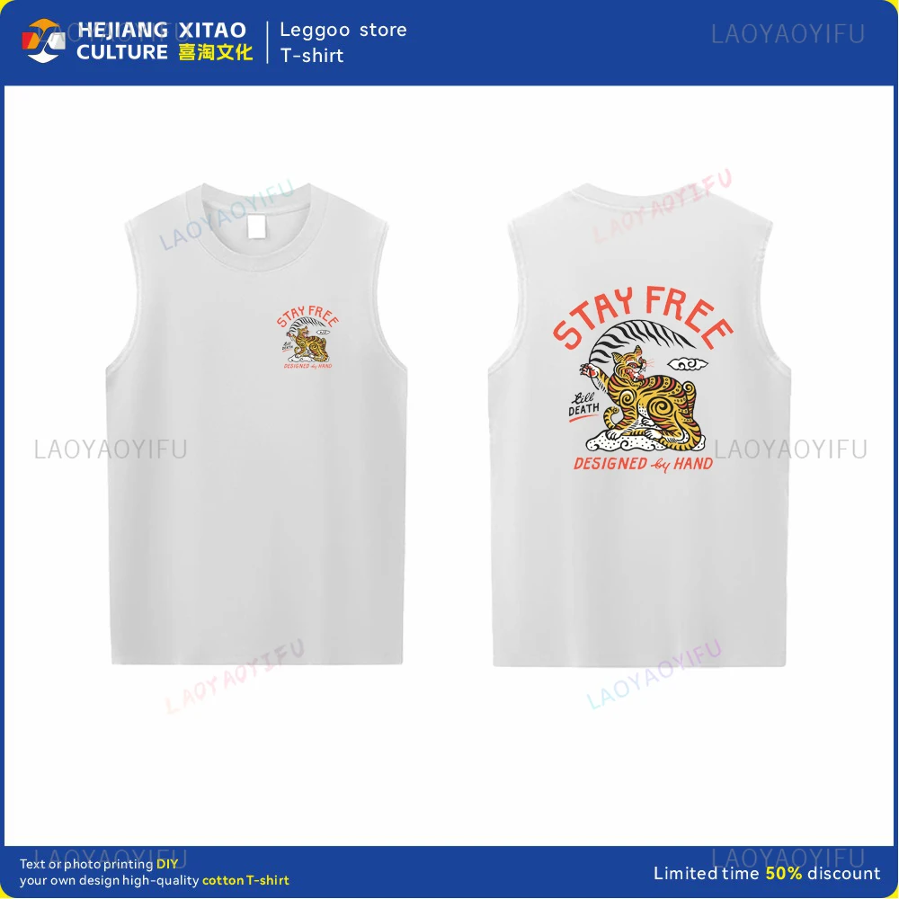 

Дышащий и удобный жилет с принтом «Тигр» для езды на велосипеде подходит для повседневной хлопковой одежды без рукавов с круглым вырезом