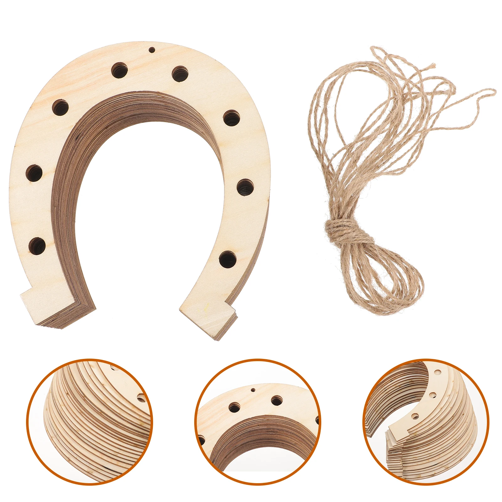 24 Stuks 15x17 cm Houten Hoefijzer Uitsparingen DIY Schilderen Ambachten Kinderen Speelgoed Hout Slice Prop Onvoltooide Decoraties vakantie Krans