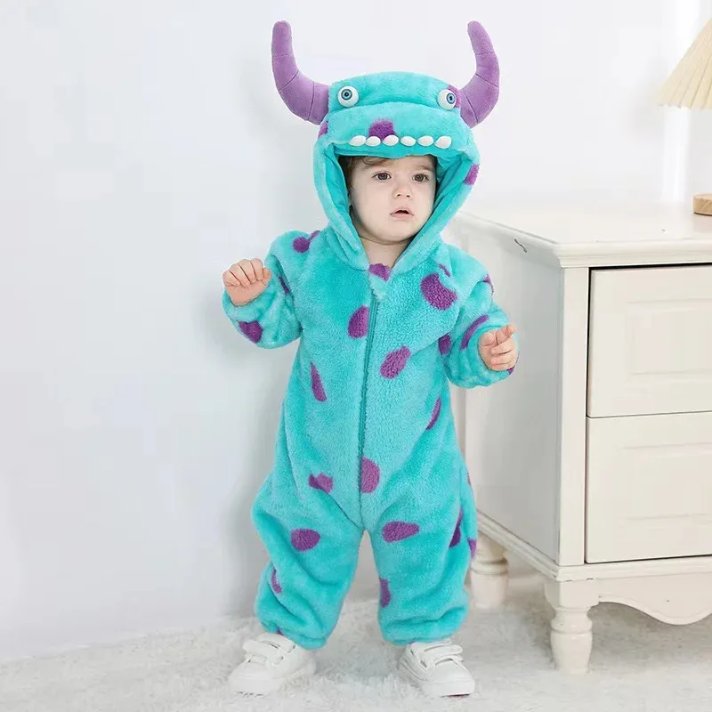 Pijamas de franela Sully para niños, pijamas de una pieza Kigurumi, disfraz de Cosplay de Halloween