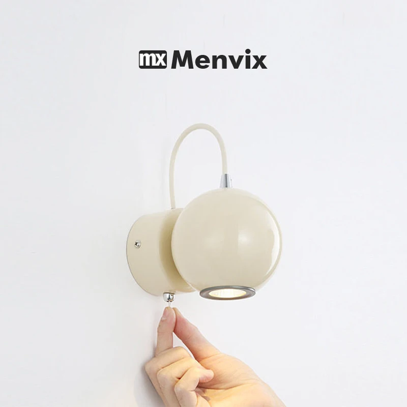 Menvix Cream Style Bedroom Living Room Corridor Wall Light LED Creative Simple Magnetic Angle Adjustable Switch Small Wall Light