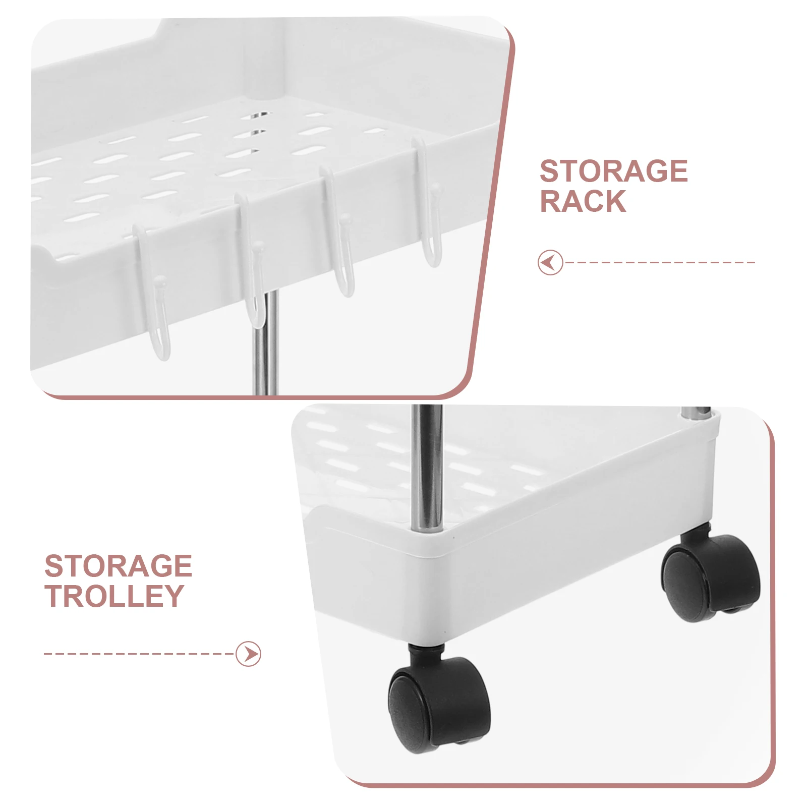 

1pc 3-Tier Multi-Layer With Wheels For Bathroom Kitchen Home Space-Saving Utility Rolling Organizer Storage Removable