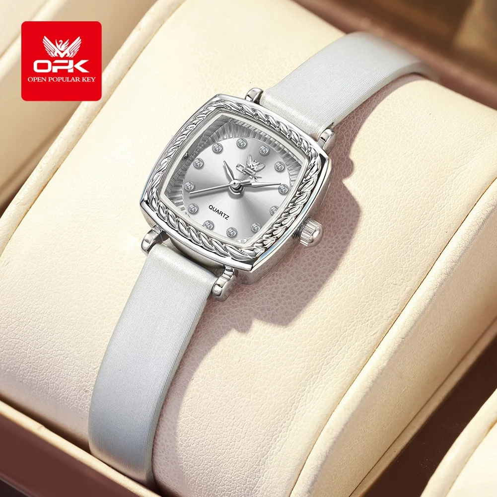 ساعة ماركة OPK بحزام مربع كوارتز بقرص صغير ومزاج باروكي للنساء 6061 #1
