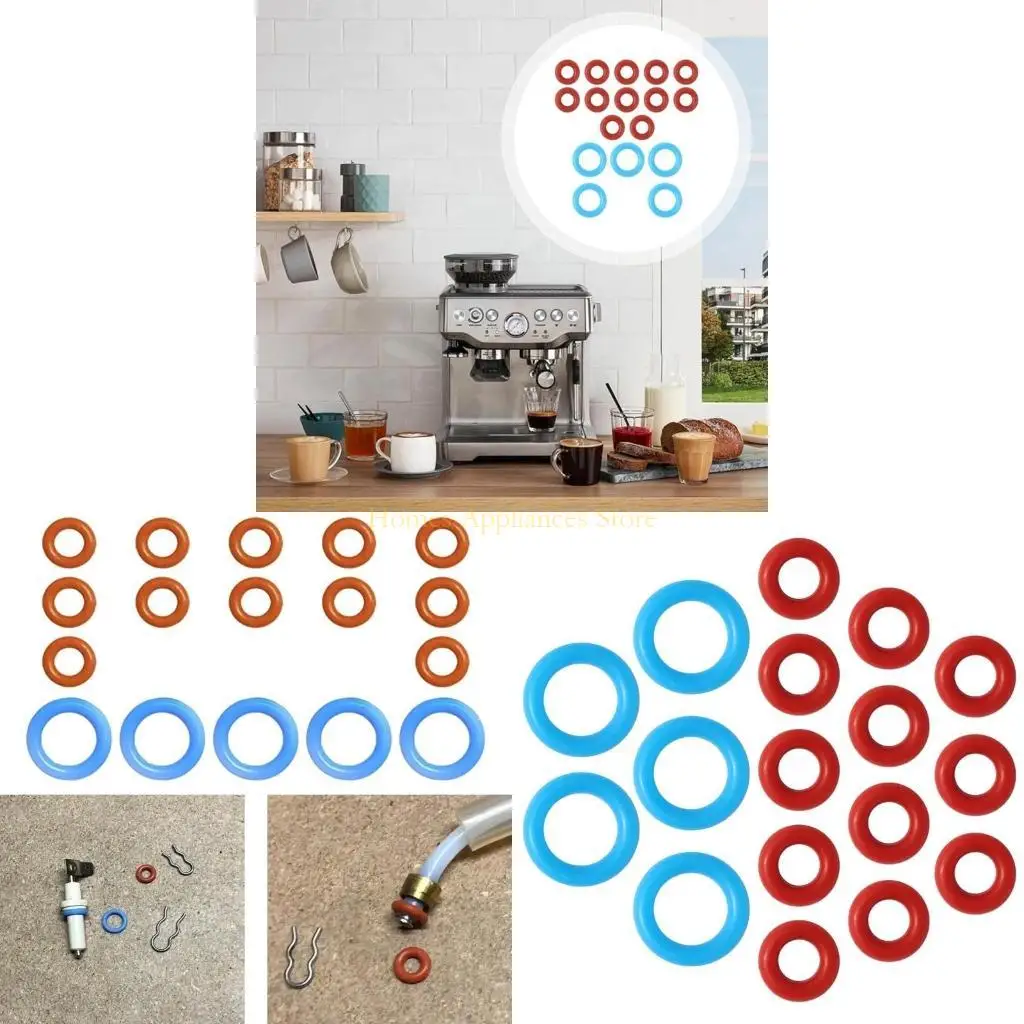 

D0AB 17Pcs Silicone O Rings Gasket Set Replacement Part for Espresso Machine BES900 BES920 BES980 BES990 Coffee Machine