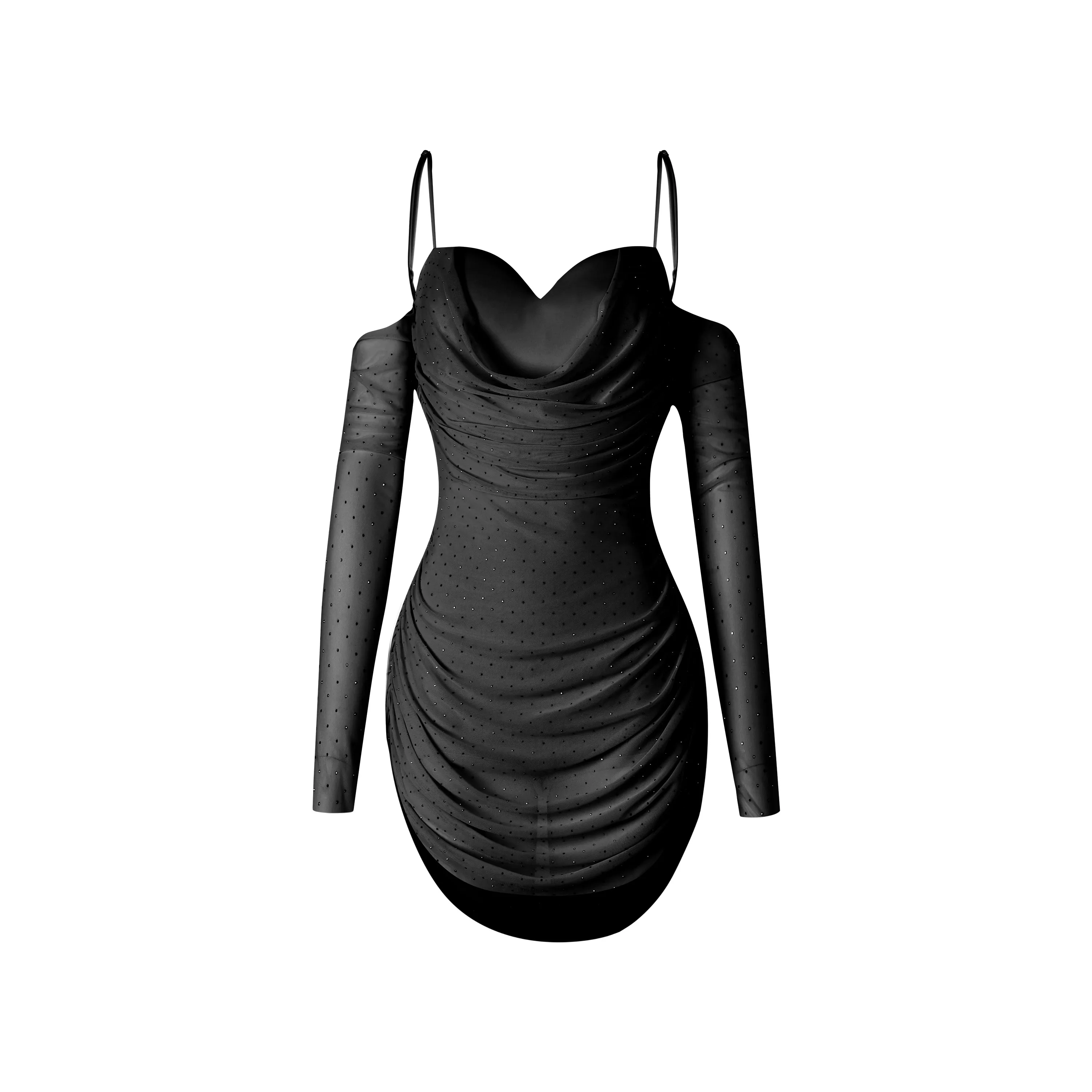 2025년 신상 라틴 댄스 드레스 소녀 차차 룸바 댄스 의상 무도회 댄스 대회 의상 라인스톤 드레스 블랙 DNV25629