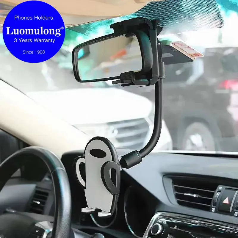 

Universal 360° Car Rearview Mirror Phone holder bracket stand support Mount Adjustable accessories for Smartphone GPS Navigation