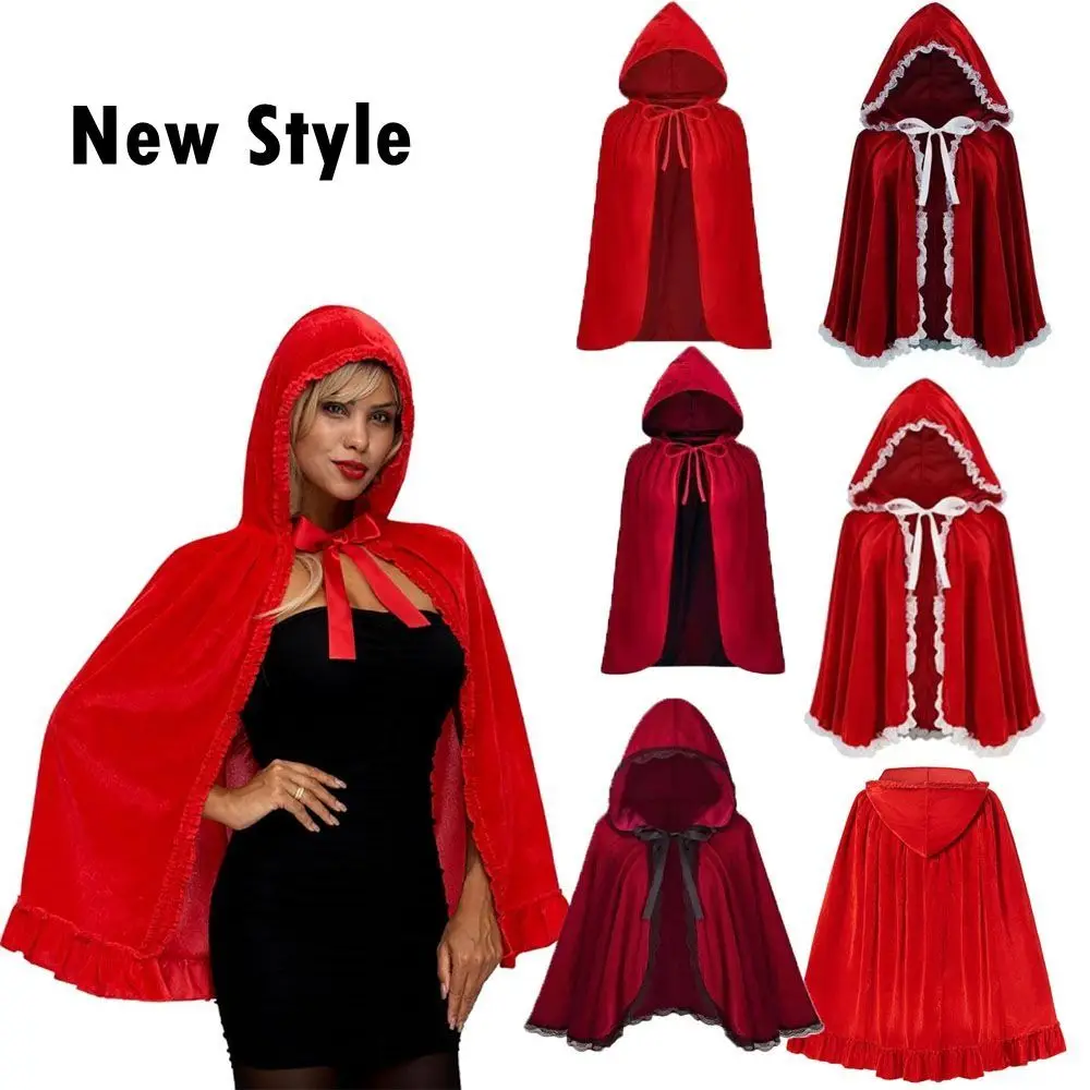 Creative Gift with Oversized Hood Halloween Hooded Cloak Vintage Lace-up Vintage Hooded Cape Black Color Cosplay Costume