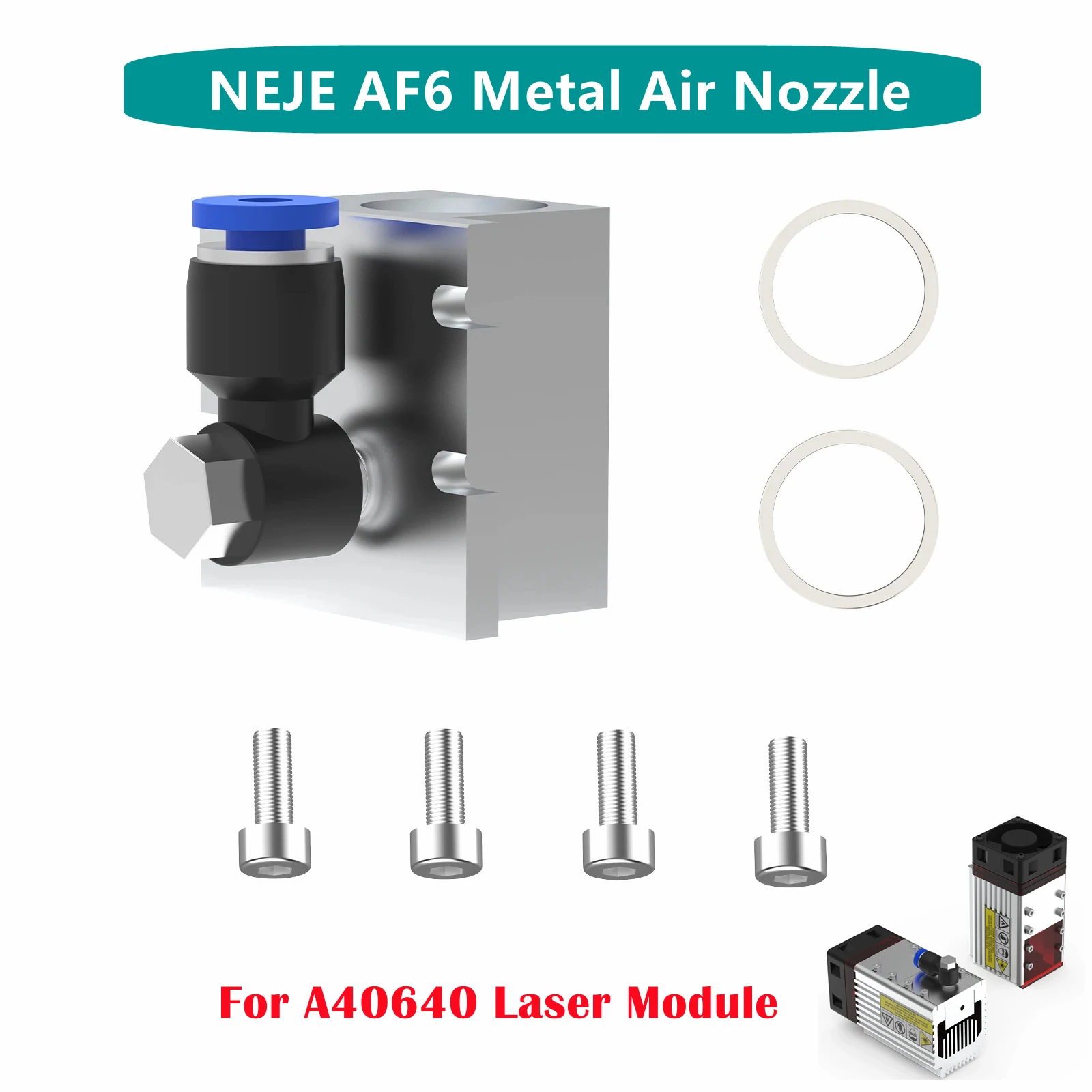 

NEJE AF6/AF8/KF8 CNC Metal Air Nozzle Accessories, for A40640/N40630/A40630 Laser Module, Pressure Max 1.5Mpa