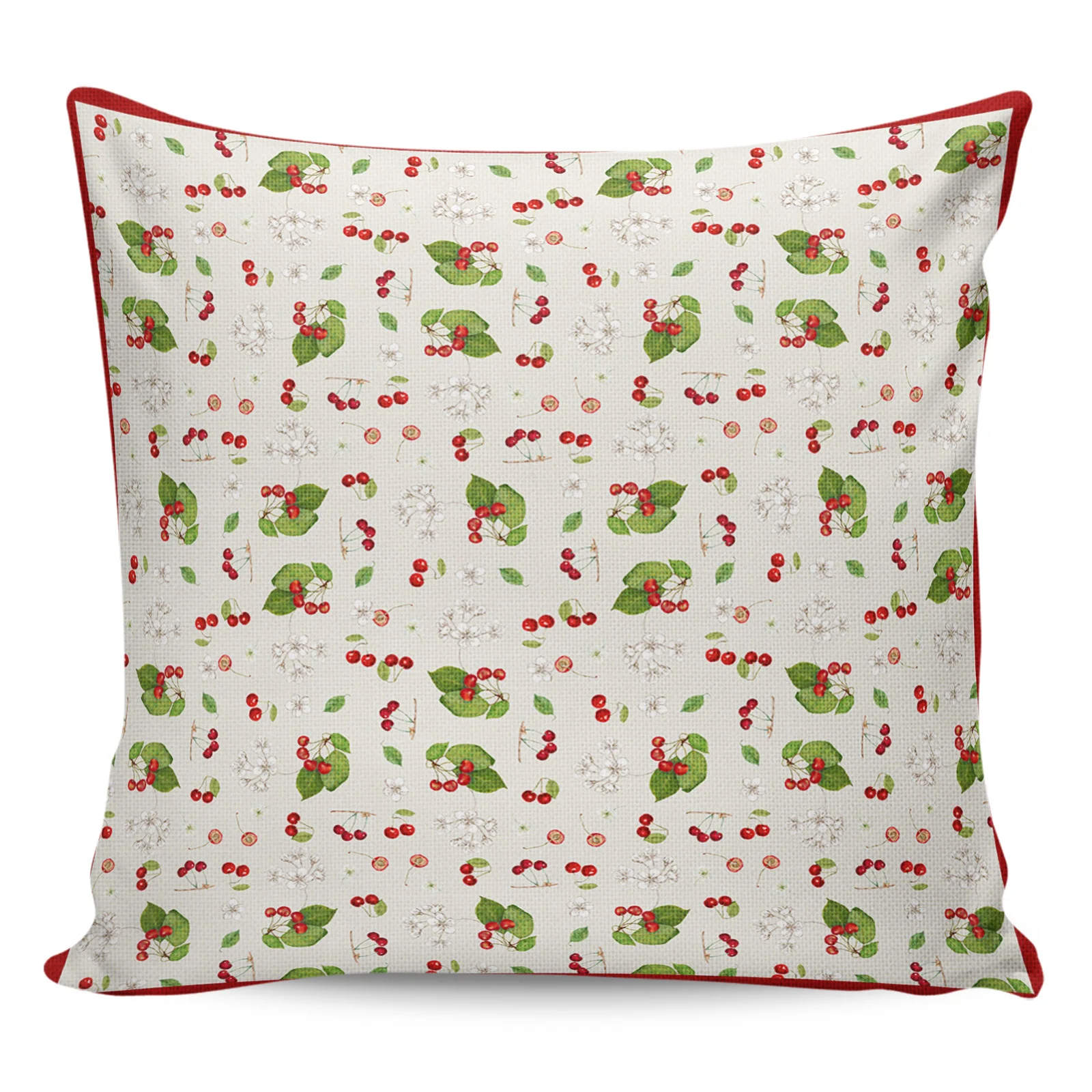 2/4PCS Waterproof Pillow Cover Cherry Fruit Retro Flower Square Throw Pillowcase Home Decoration Sofa Cushion Cover