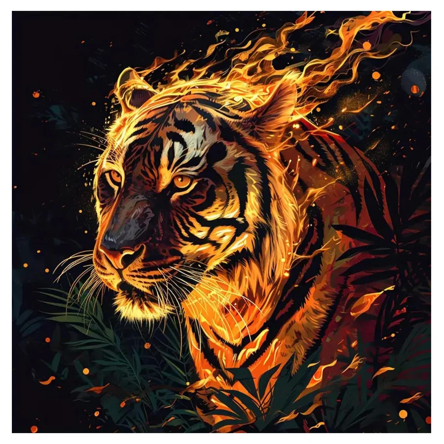 

500/1024PCS Jigsaw Puzzles Fire Tiger Puzzle Modern Home Decor DIY Decompression Toys As A Holiday Gift for Friends