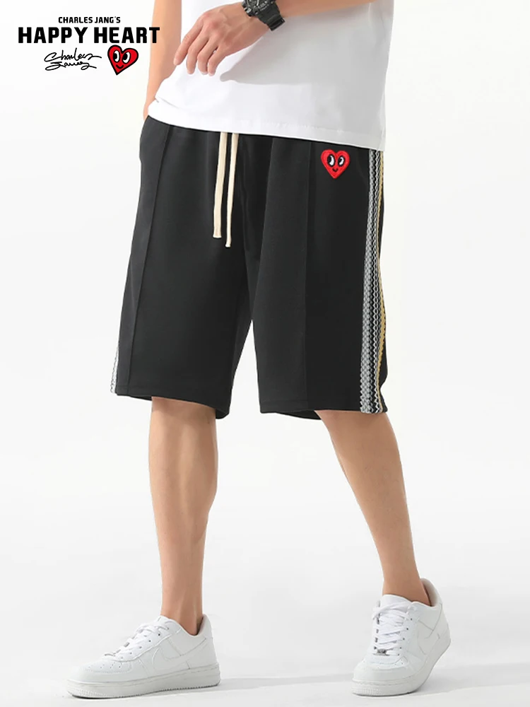 

Charles Heart Summer 2025 Men's Fitn Baskeall orts Five-Quarter Length Spor Running Side Strap Casual Pants
