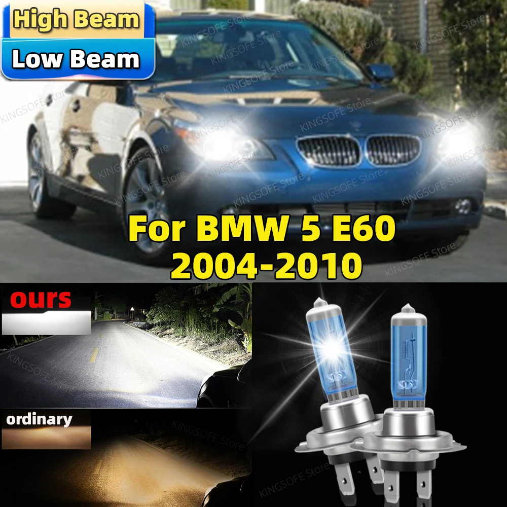 

2Pcs 12V 100W Super White Car Headlight Low Beam Lights For BMW 5 E60 2004 2005 2006 2007 2008 2009 2010 Front Bulbs