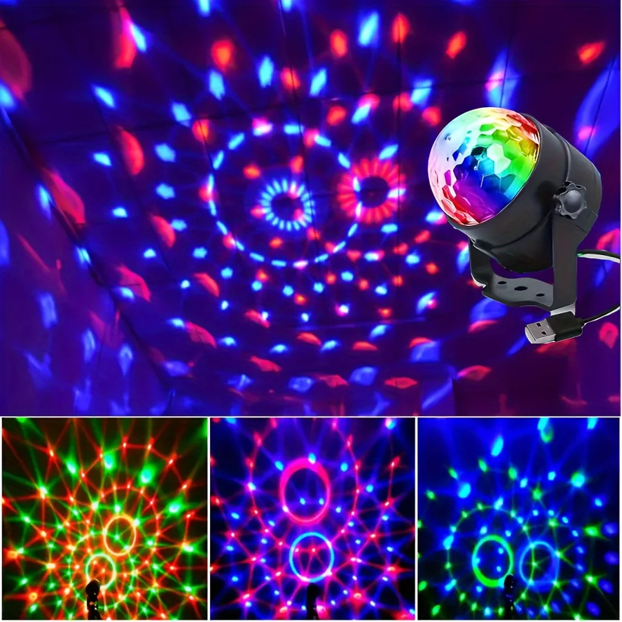 Valentine's Day Gift RGB LED Stage Disco Light Rotating DJ Ball Strobe Remote Sound Control Magic Dance Car Party Club Show Lamp