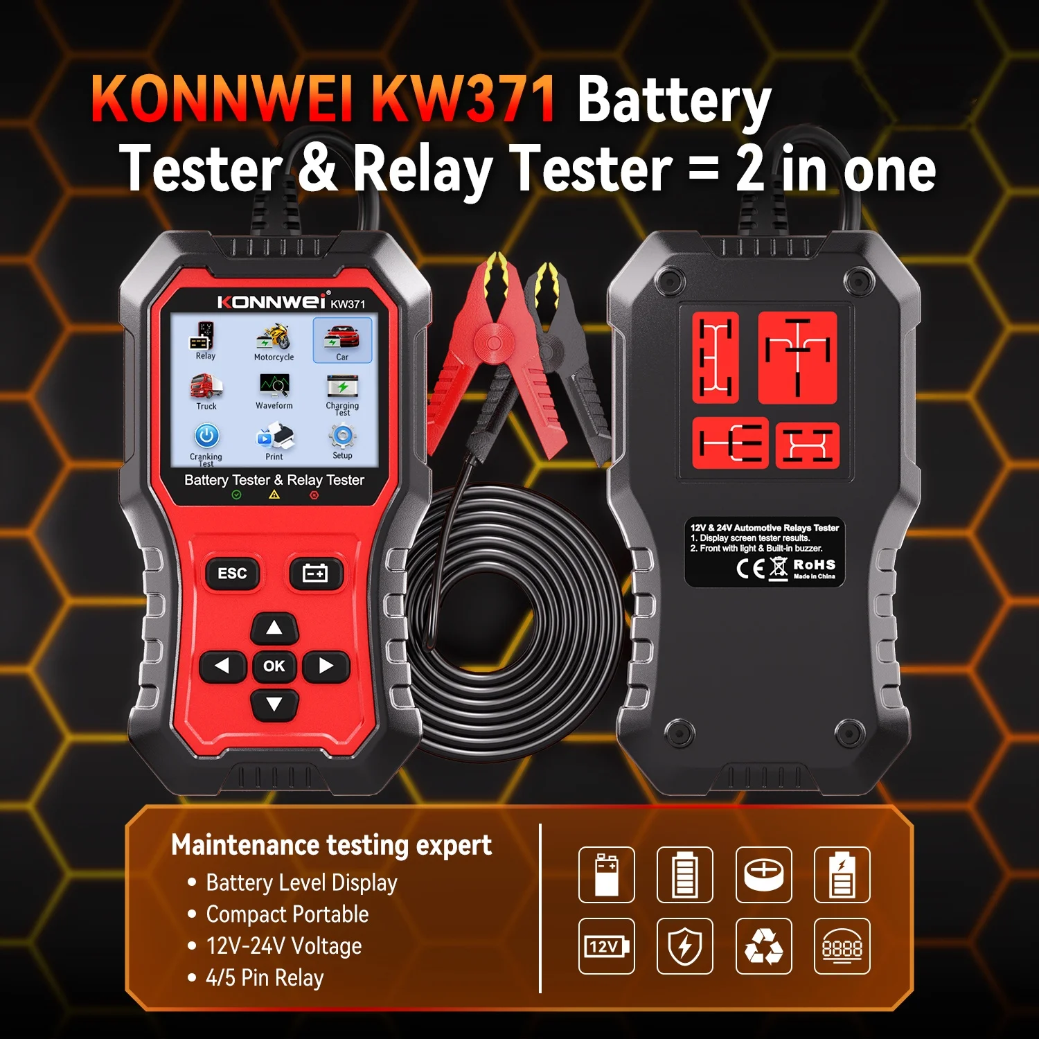 2026-new-arrival-konnwei-kw371-12v-24v-digital-battery-tester-combined-with-12v-24v-vehicle-relay-tester