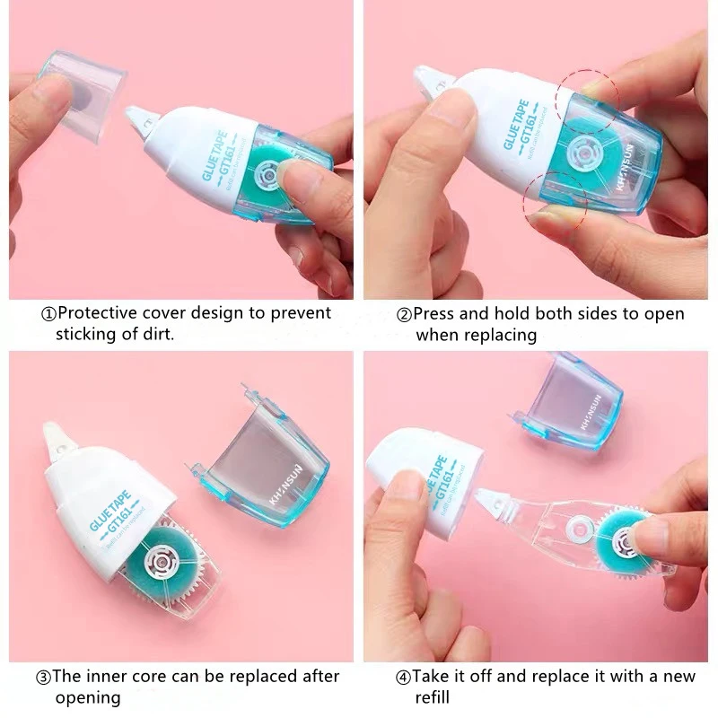 3 قطعة لاصق على الوجهين الأسطوانة النقاط شريط لاصق 6 مللي متر * 8 متر مع استبدال الأساسية غير مرئية لاصق شفاف DIY بها بنفسك كتيب