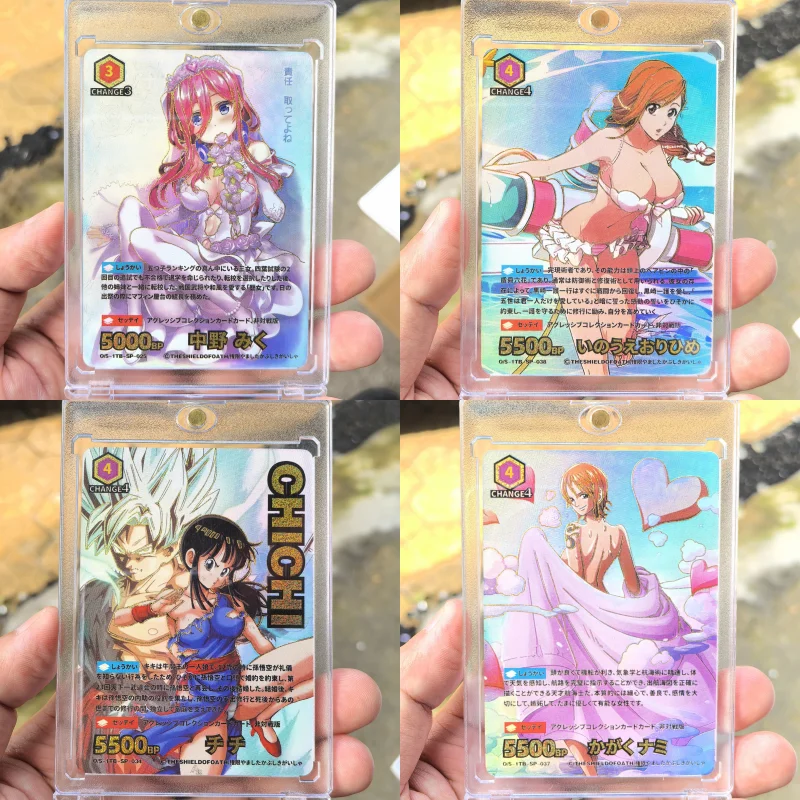 ACG Girl Cards Nami Chichi Bulma Nakano Miku Itsuki Nezuko Buu Anime Game Characters Collection DIY Colorful Flash Cards Toys