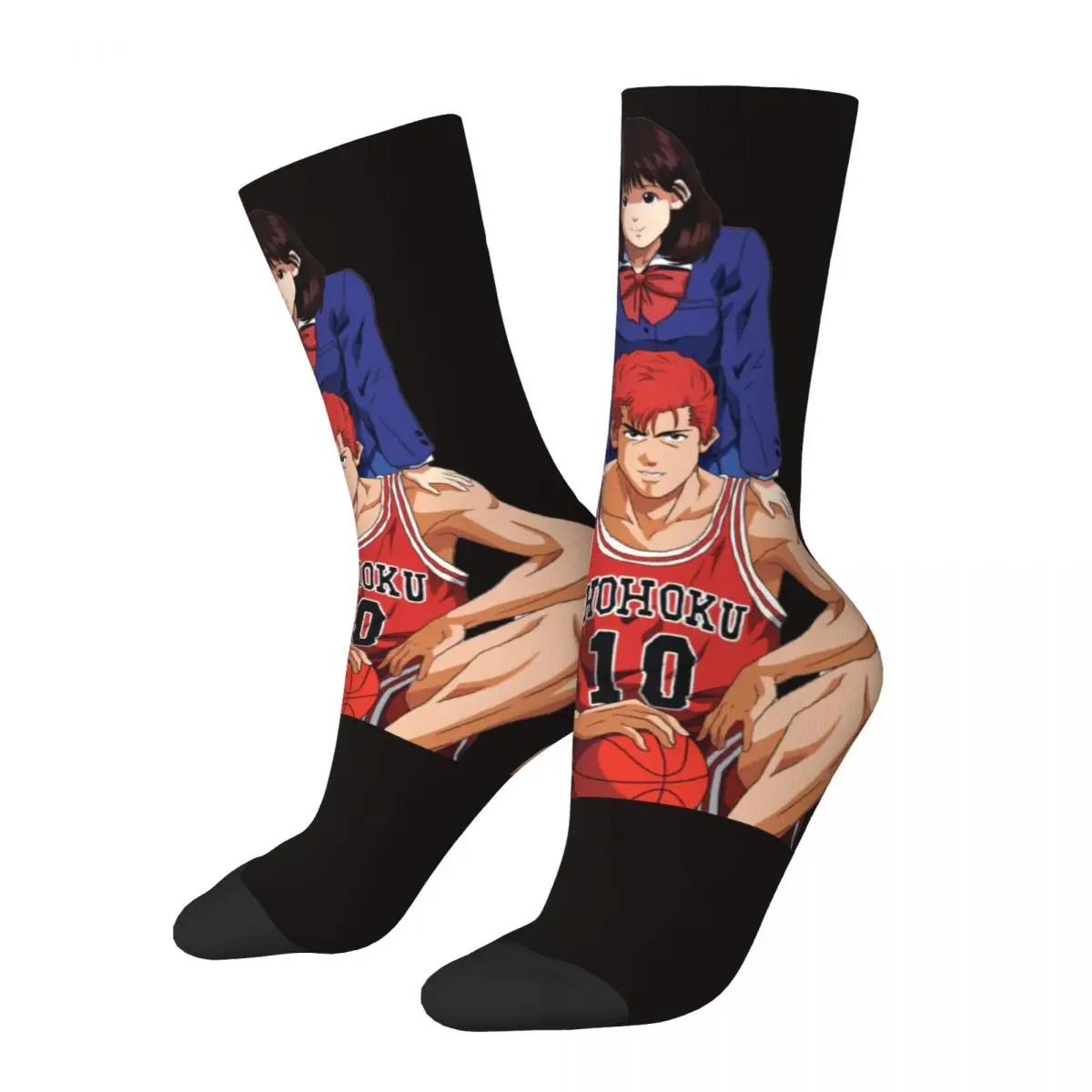 Slamdunk Cherry Blossom Path And Akagi Haruko Men Women Round neck Socks Outdoor Novelty Spring Summer Autumn Winter Stockings 1