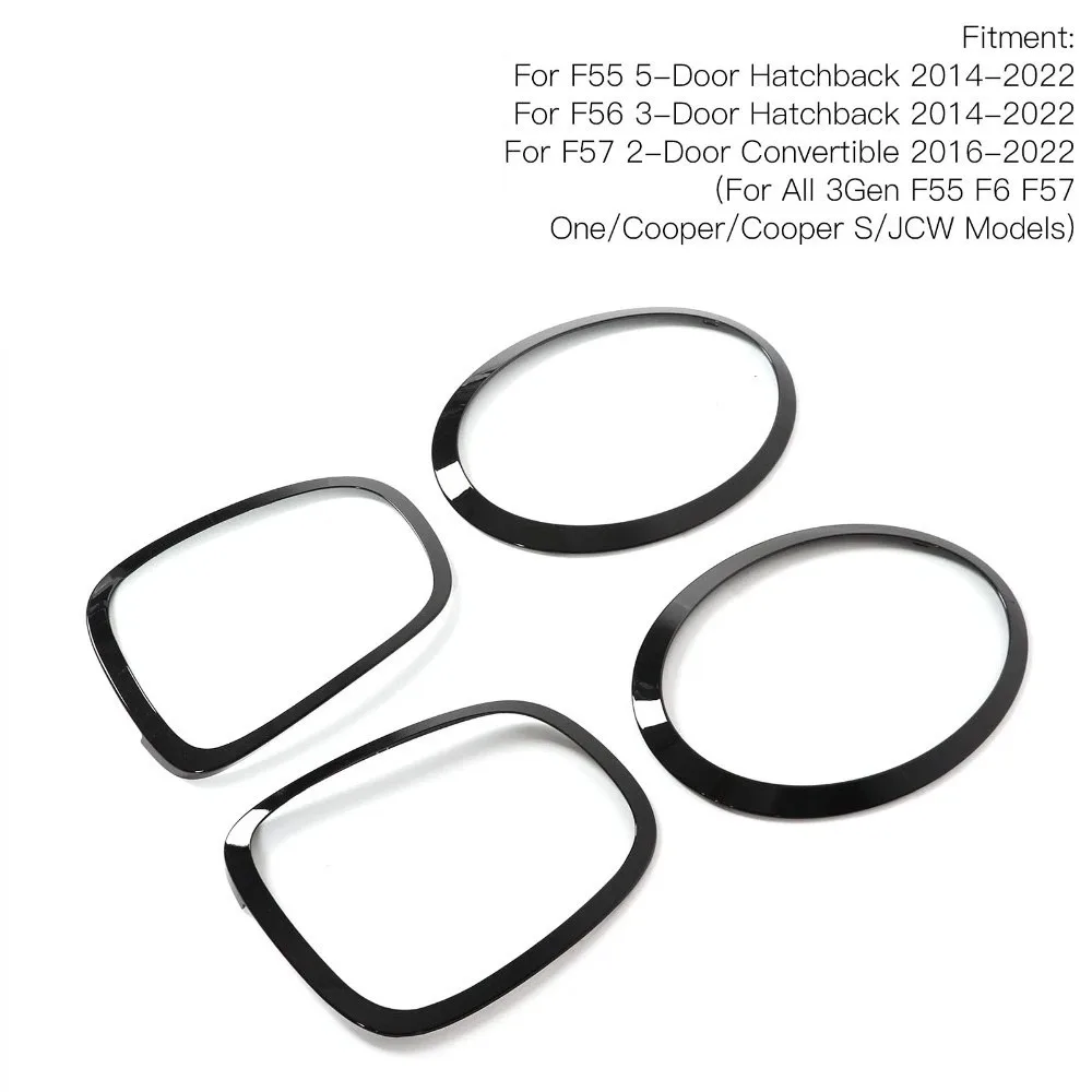 4PCS Glossy Balck Front Grille Trim Strip ABS+PP Rear Taillight Decor Bezel for F55/F56/F57/One Cooper S JCW 2014+